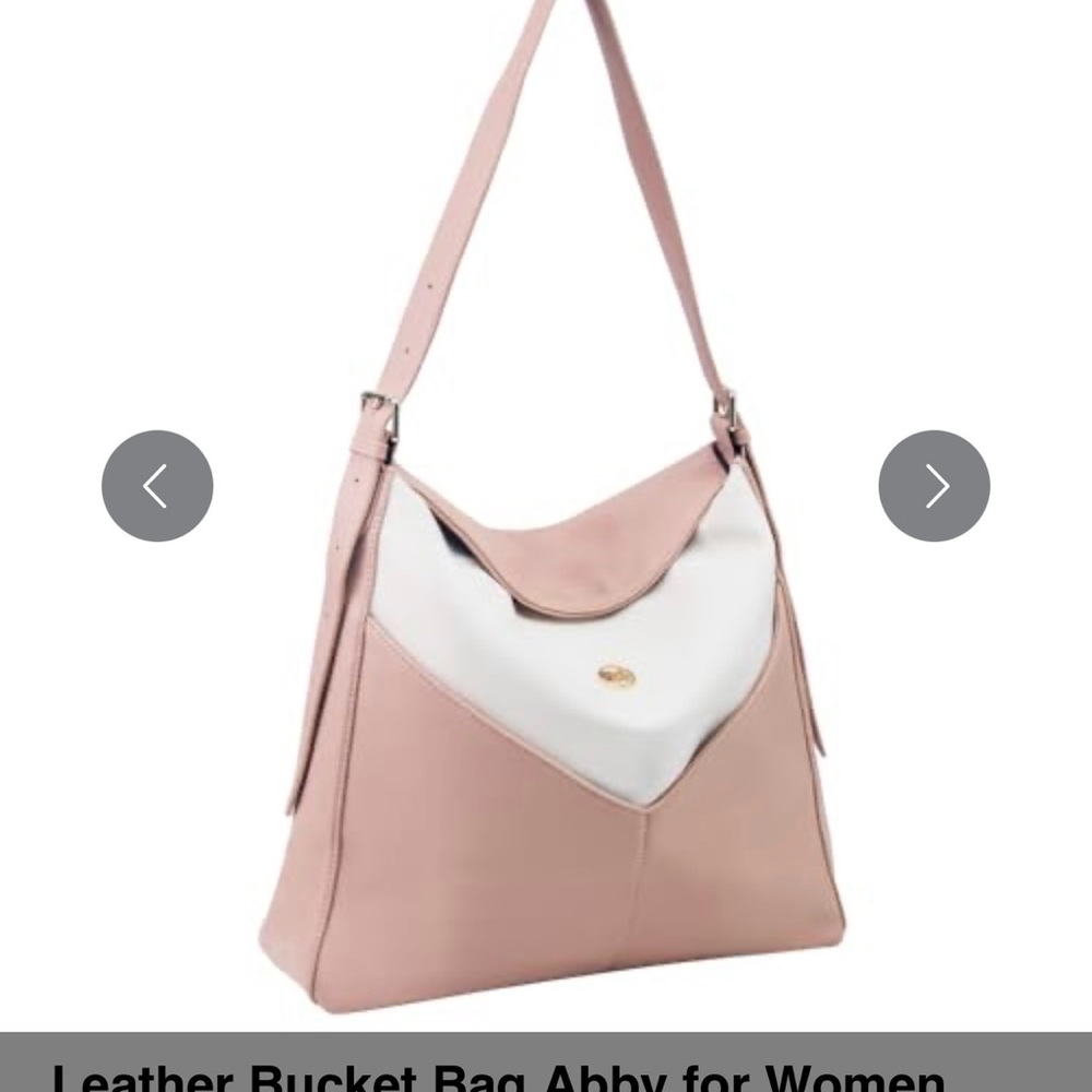 New Vegan leather bucket bag Pink and White Leather Bucket Bag